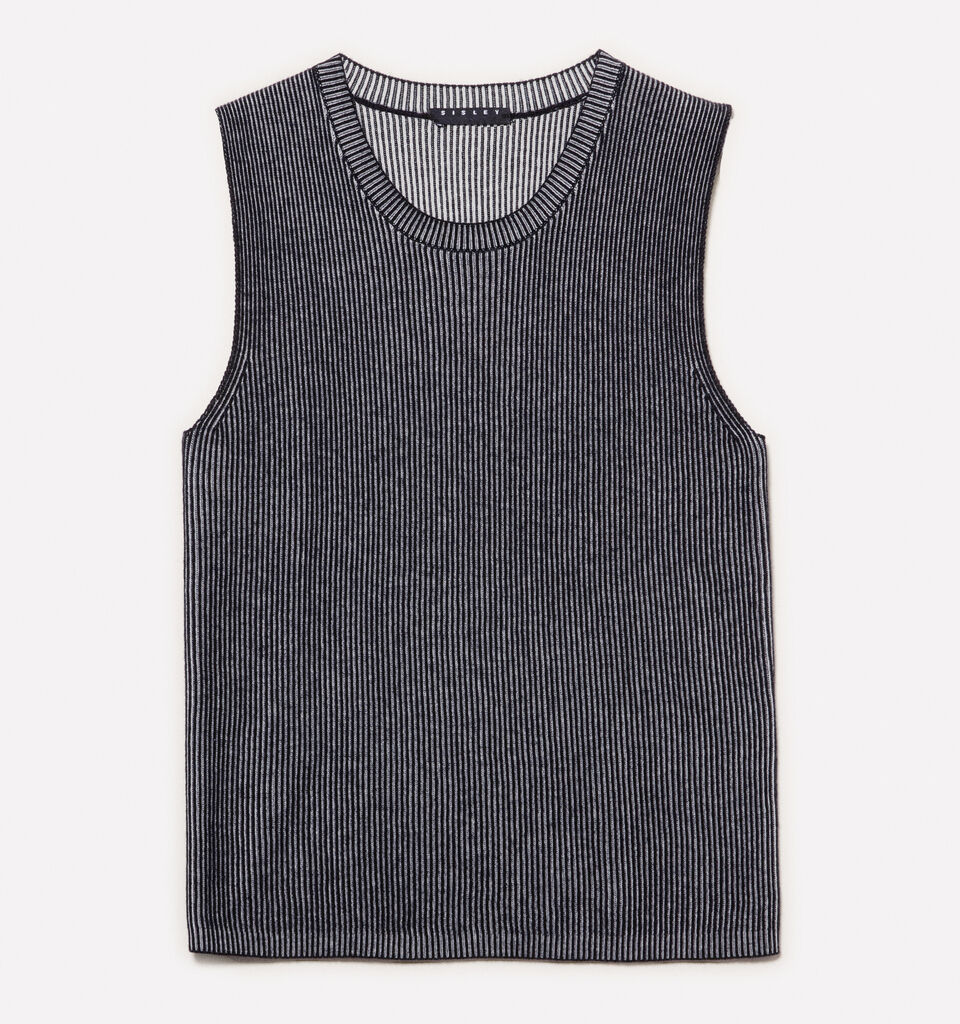 Gray knit vest - women's crew neck sweaters - Gray | Sisley image number 5